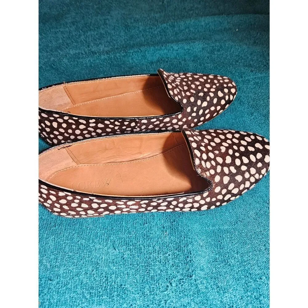 J.Crew Cora Leopard Calf Hair Flats Size 6.5 Women